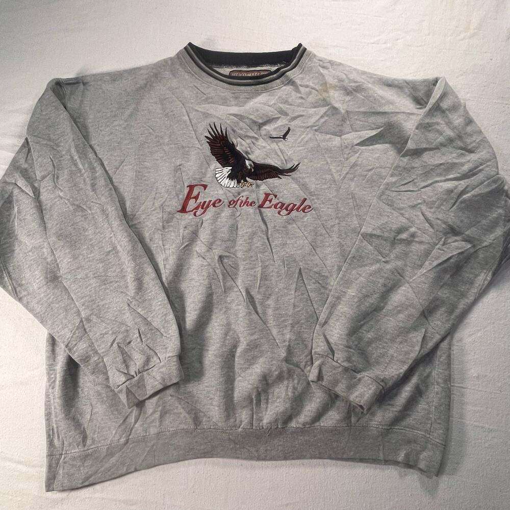Vintage Headwaters Eagle Graphic Sweatshirt‎ XL Gray Eye of the Eagle Outdoors
